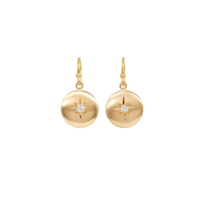 Caroline Ellen Medium Lentil Earrings with Star Set Diamond