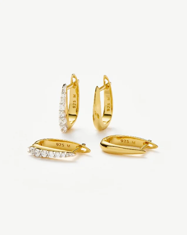 Claw Pave Huggies Earring Set | 18k Gold Vermeil/Pavé