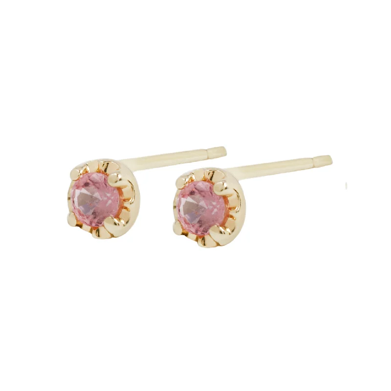 Pink sapphire prong studs