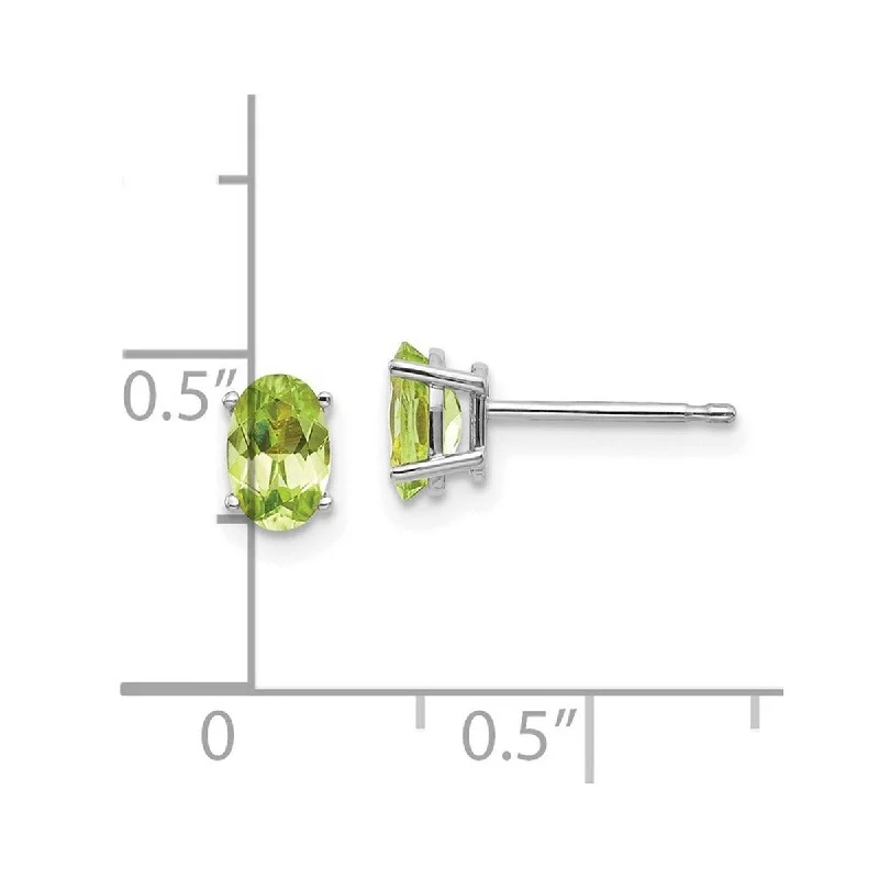 Curata 14k White Gold Polished 6x4 Oval August Peridot Post Earrings