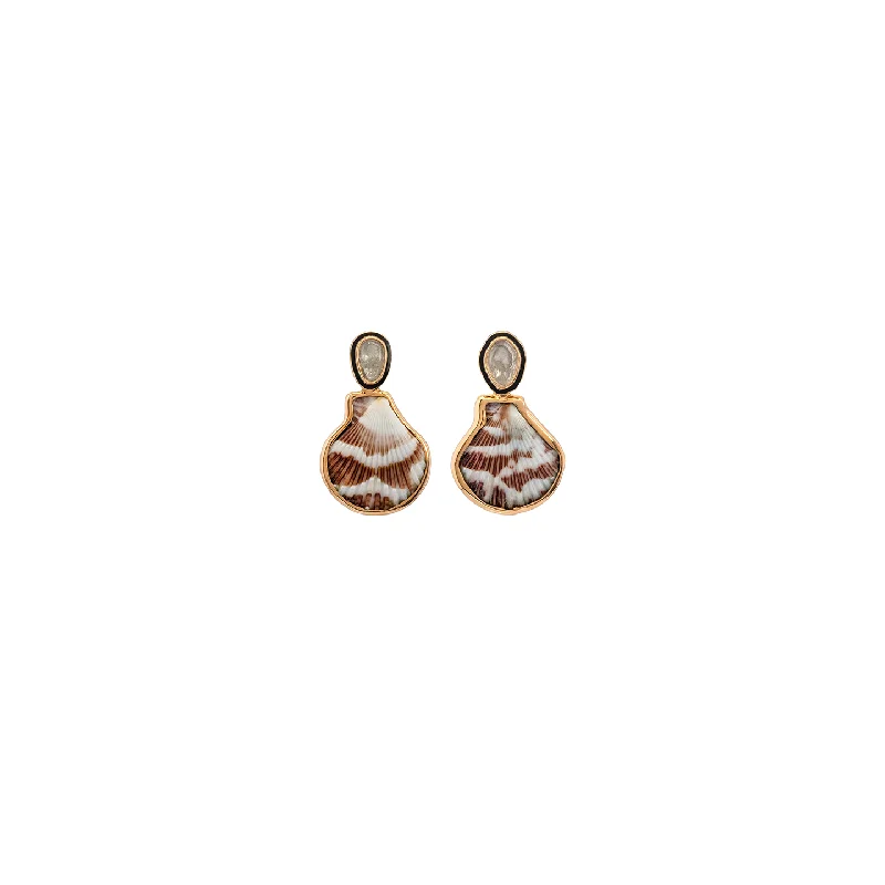 Dezso Petite Natural Shell Earrings with Diamonds