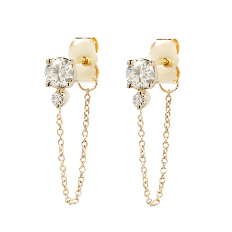 Double Diamond Chain Earrings