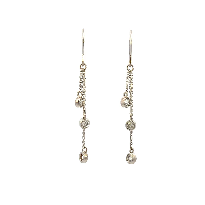 Estate 14K White Gold 0.60ctw Diamond Drop Earrings