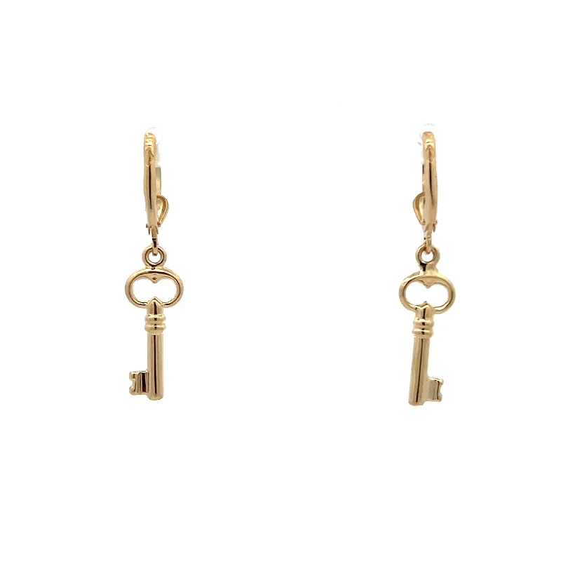 Estate 14K Yellow Gold Key Drop Earrings