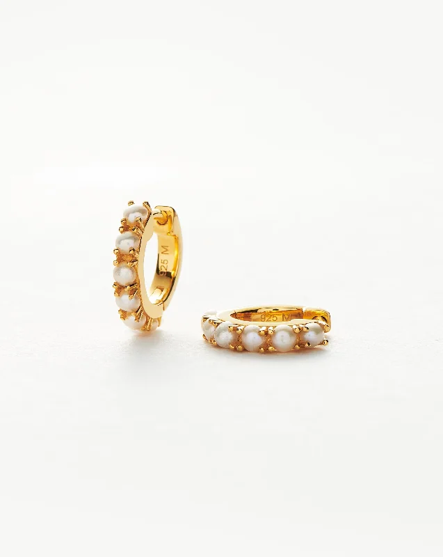 Gemstone Huggies | 18k Gold Vermeil/Pearl