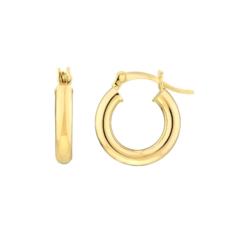 10K Yellow Gold 3x15mm Hoop Earrings