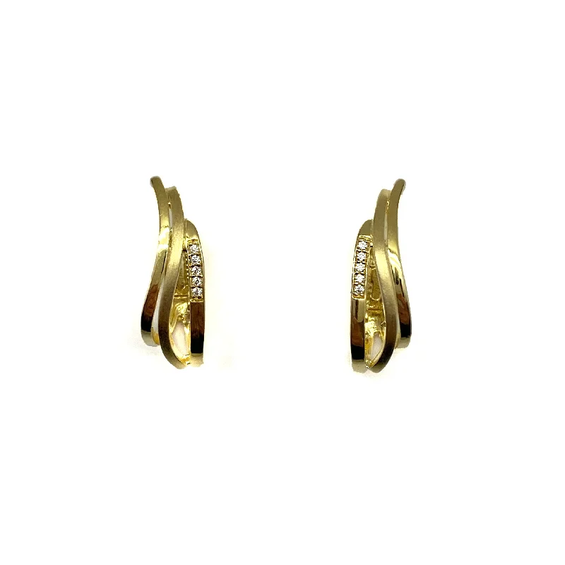 Gold and CZ Huggie Earrings