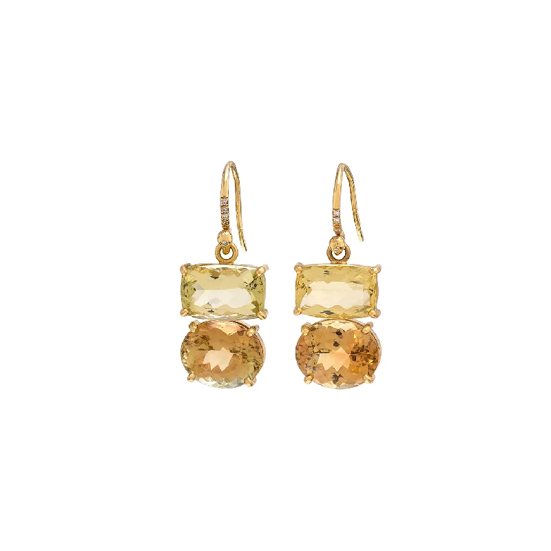 Irene Neuwirth Gemmy Gem One-Of-A-Kind Beryl and Tourmaline Two-Stone Earrings