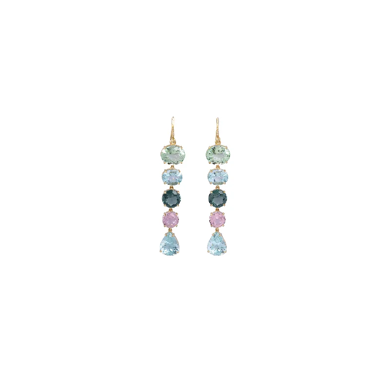 Irene Neuwirth 'Gemmy Gem' One-of-a-Kind Green Tourmaline, Aquamarine, and Kunzite Earrings