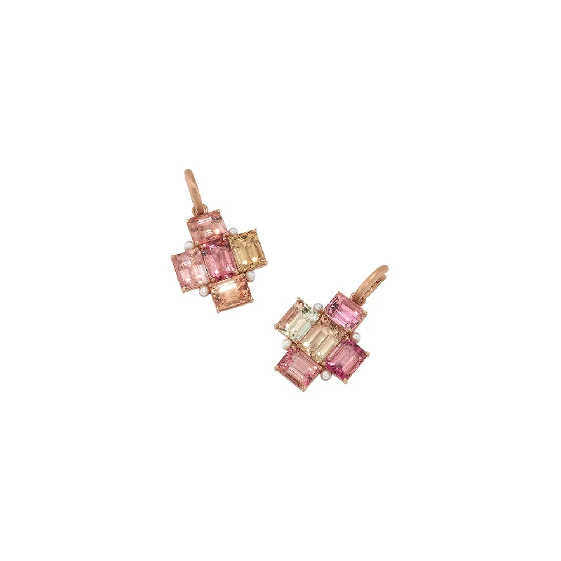 Irene Neuwirth 'Gemmy Gem' One-Of-A-Kind Pink Tourmaline and Akoya Pearl Huggie Earrings