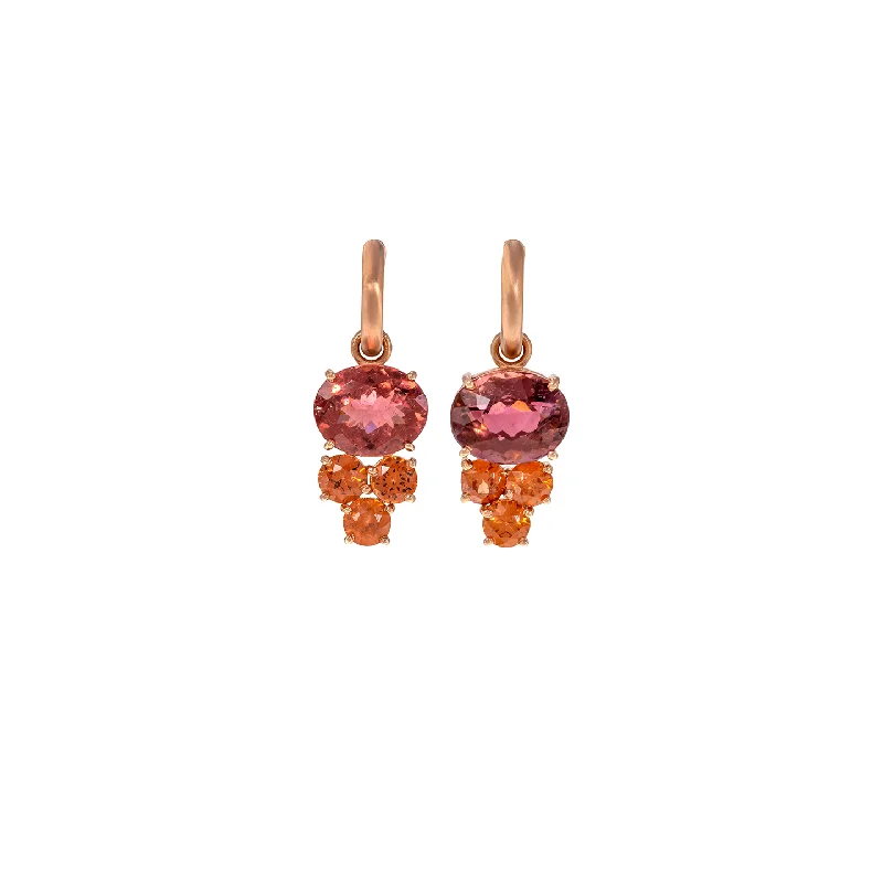 Irene Neuwirth 'Gemmy Gem' PInk Tourmaline and Spessartine Garnet Huggie Earrings