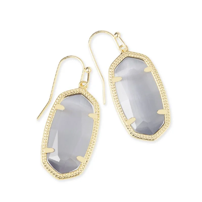 Kendra Scott Dani Gold Drop Earrings in Slate Cat's Eye