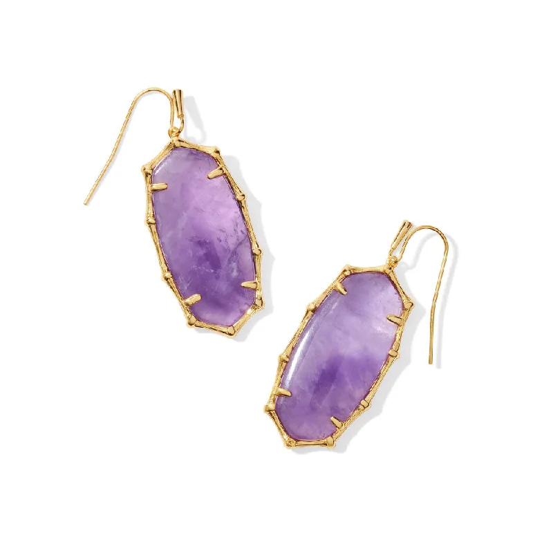 Kendra Scott Elle Bamboo Frame Drop Earrings - Dark Purple Amethyst