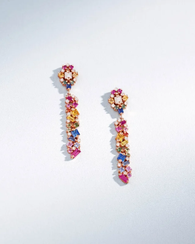 La Fantaisie Sunbeam Rainbow Sapphire Drop Earrings