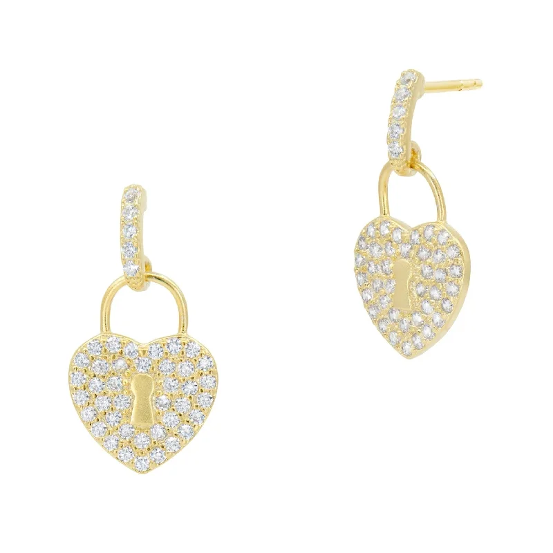 Locked in Love Pavé Charm Earrings