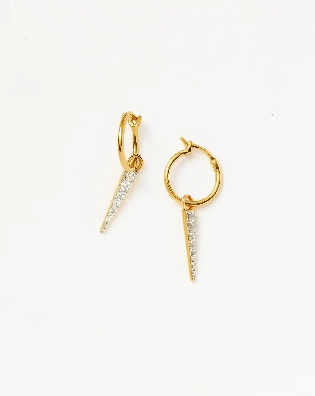 Mini Pave Spike Charm Hoop Earrings | 18k Gold Vermeil/Cubic Zirconia