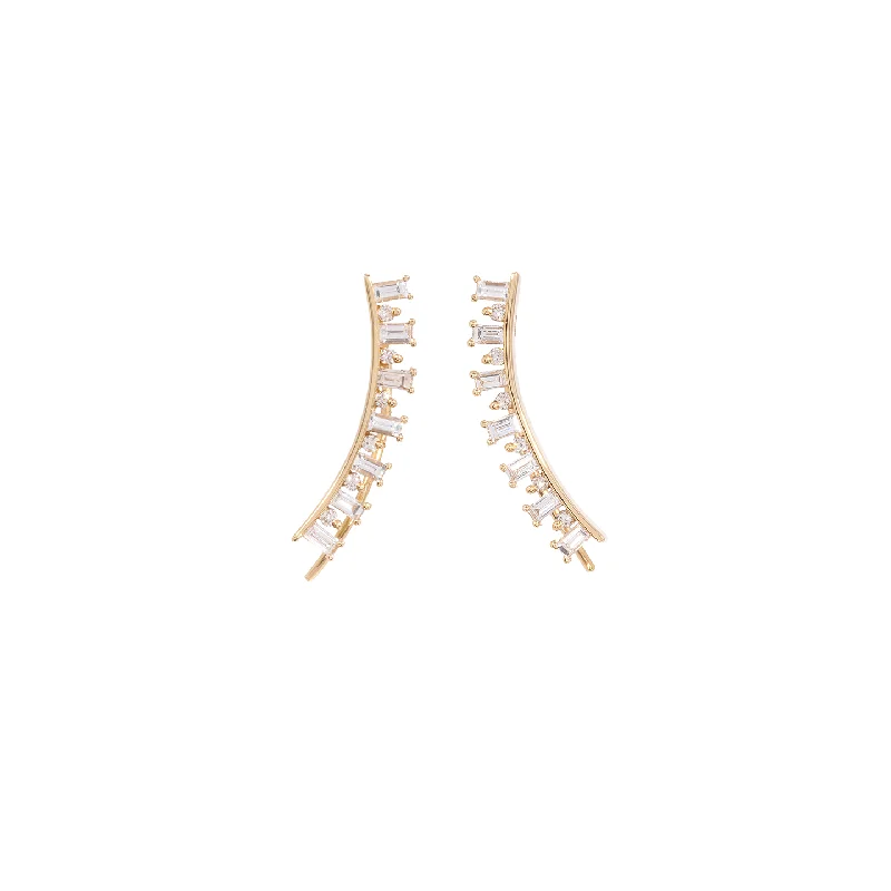 Nancy Newberg Ear Climbers with Diamond Baguettes