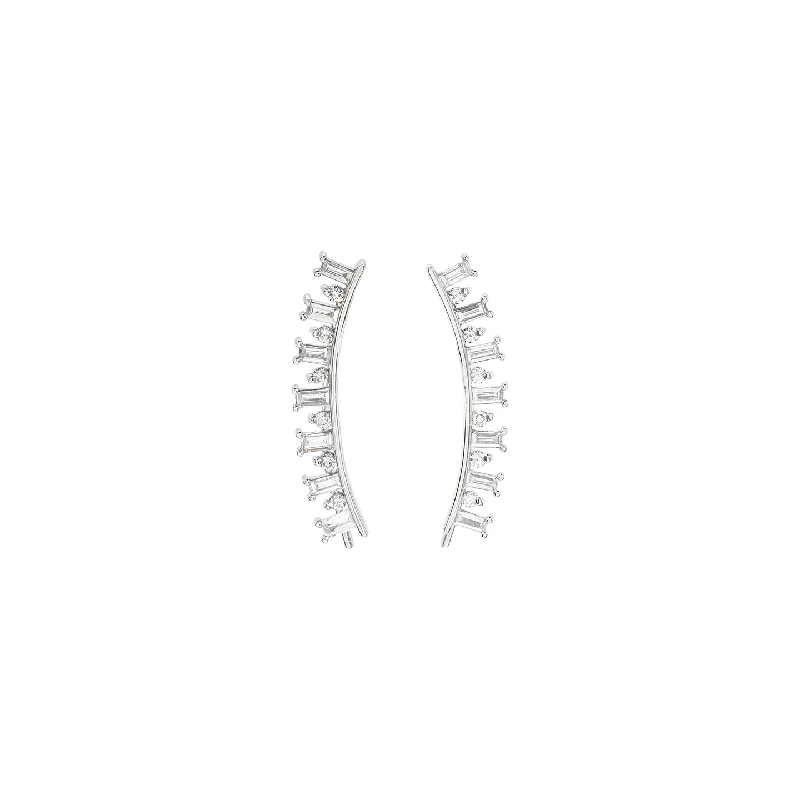 Nancy Newberg Ear Climbers with Diamond Baguettes