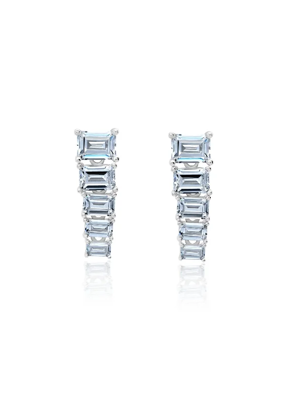 Opulent Drop Earrings With Five Emerald Cut Stones Sale