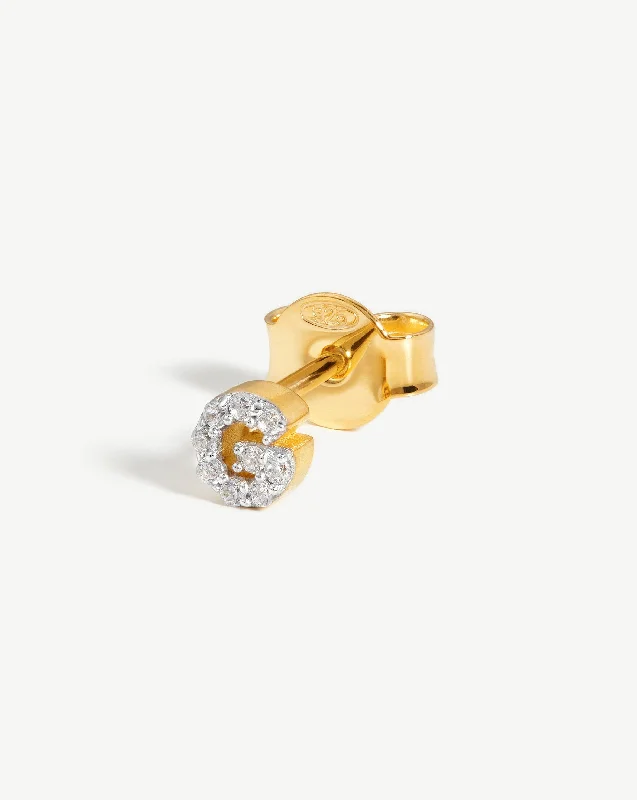 Pave Initial Single Stud Earring - Initial G | 18k Gold Vermeil/Cubic Zirconia