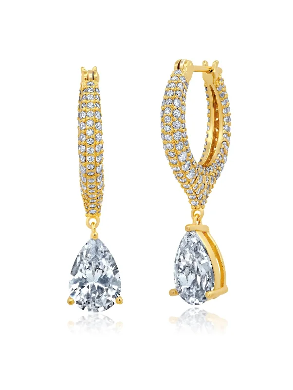 Pear And Pave Drop Earrings