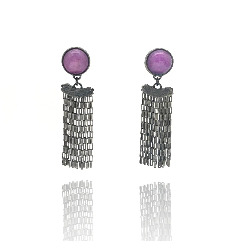 Purple Phosphosiderite Fringe Earrings