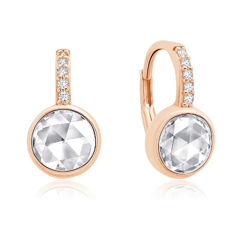 Classic Rosecut Brilliant Leverback Drop Earrings Finished in 18kt Rose Gold Sale