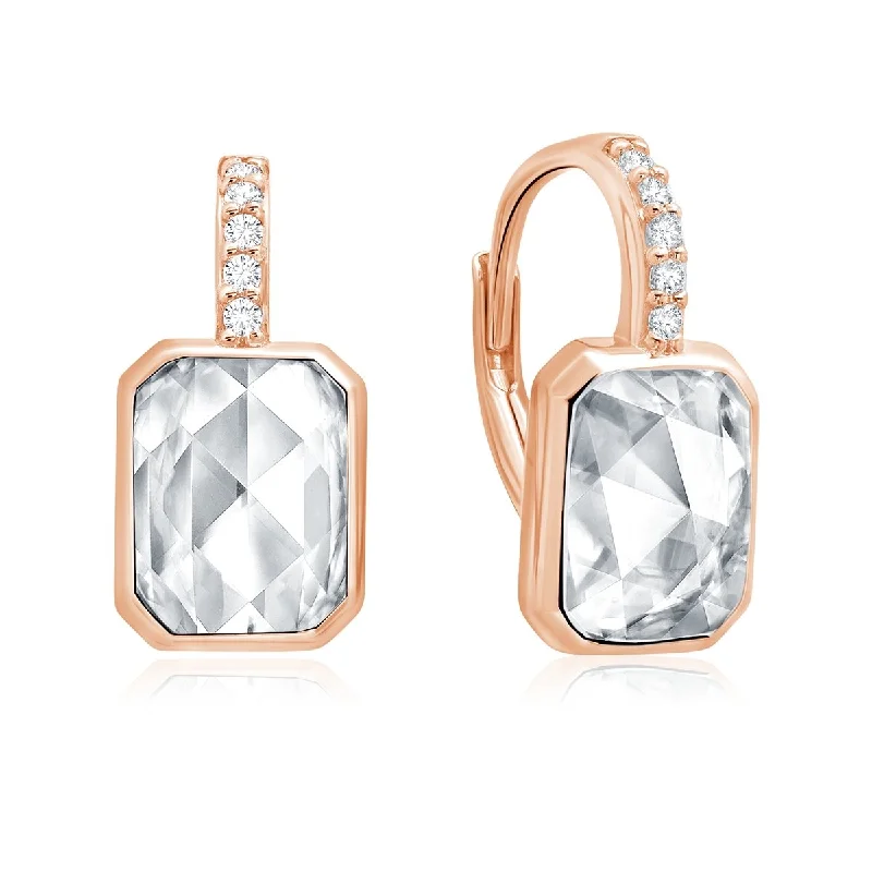 Classic Rosecut Hexagon Leverback Drop Earrings Finished in 18kt Rose Gold Sale