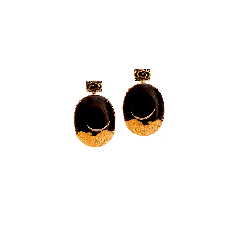 Silvia Furmanovich Black Lacquer Diamond Earrings