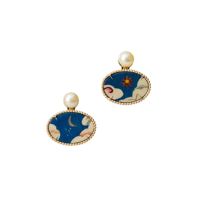 Silvia Furmanovich Quintessence 'Marquetry' Tibetan Sky Print Oval Earrings