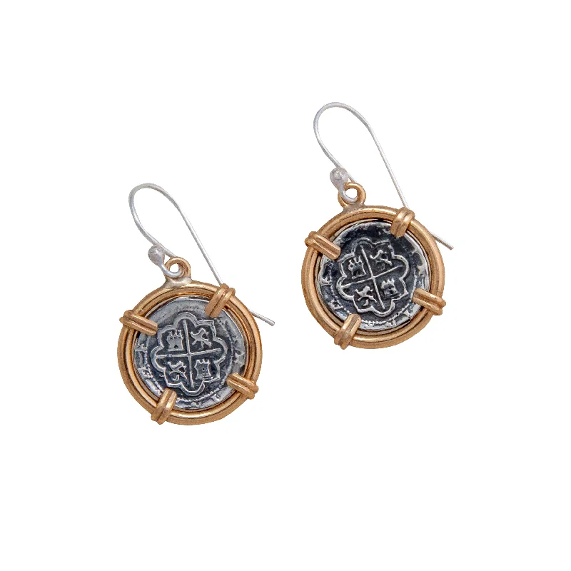 Sterling Silver and Alchemia Replica Spanish Coin Drop Earrings