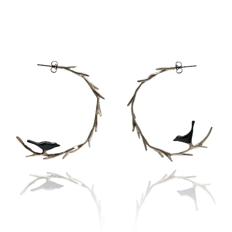 Sterling Silver Bird Hoops