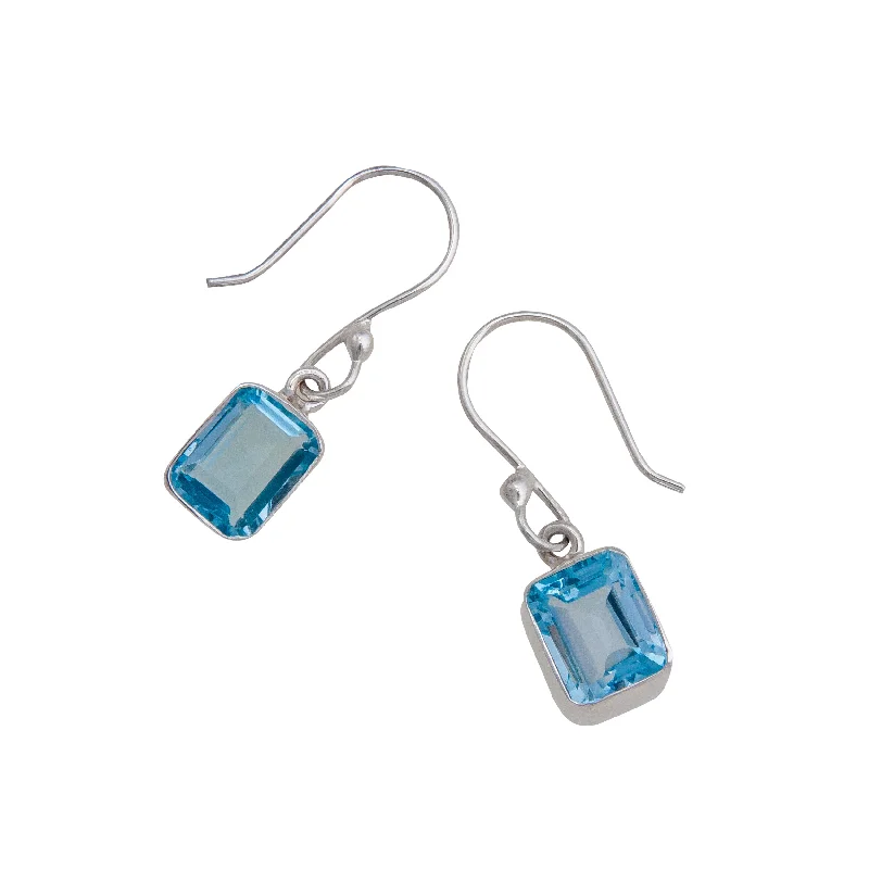 Sterling Silver Blue Topaz Drop Earrings