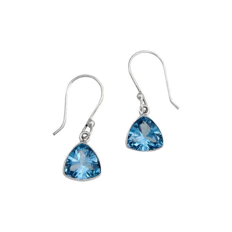 Sterling Silver Blue Topaz Trillion Drop Earrings