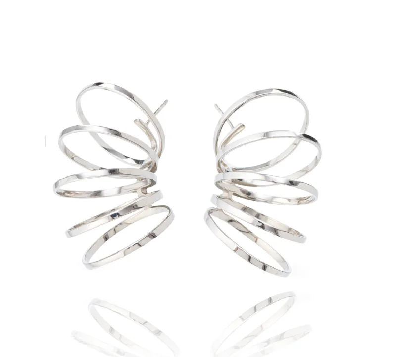 Sterling Silver Circle Cylinder Earrings