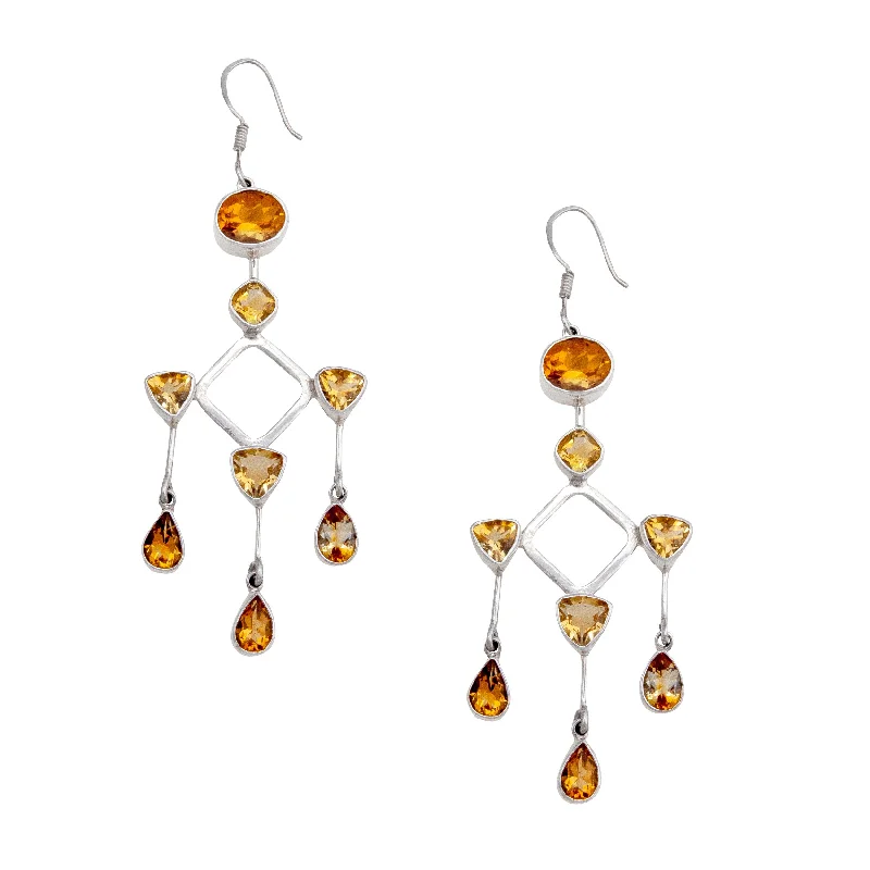 Sterling Silver Citrine Chandelier Drop Earrings