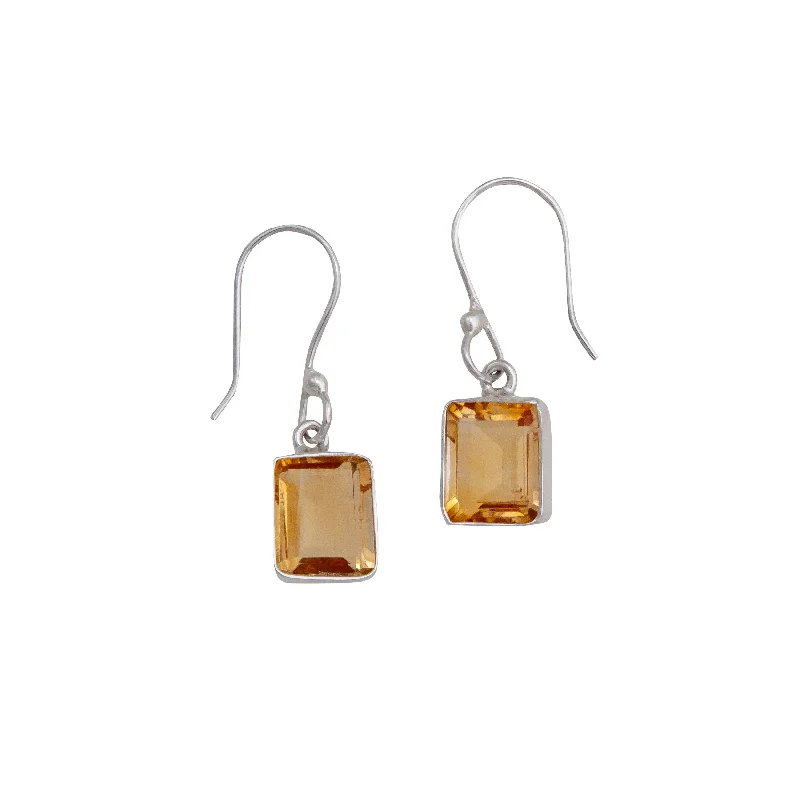 Sterling Silver Citrine Drop Earrings