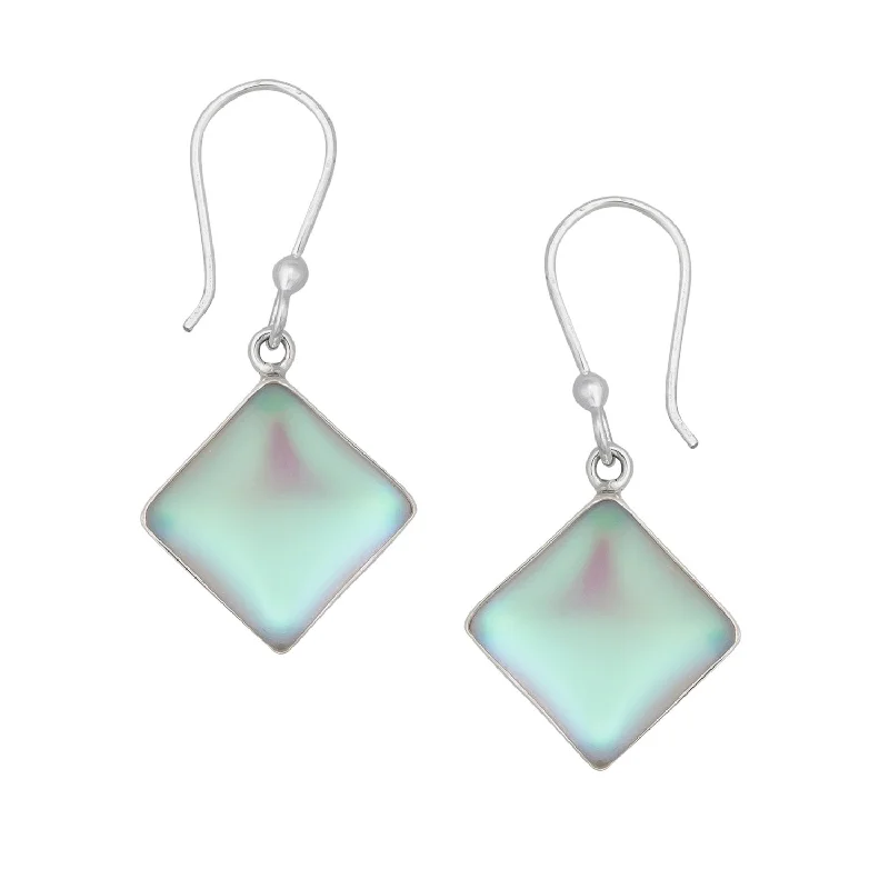 Sterling Silver Diamond Shape Luminite Drop Earrings