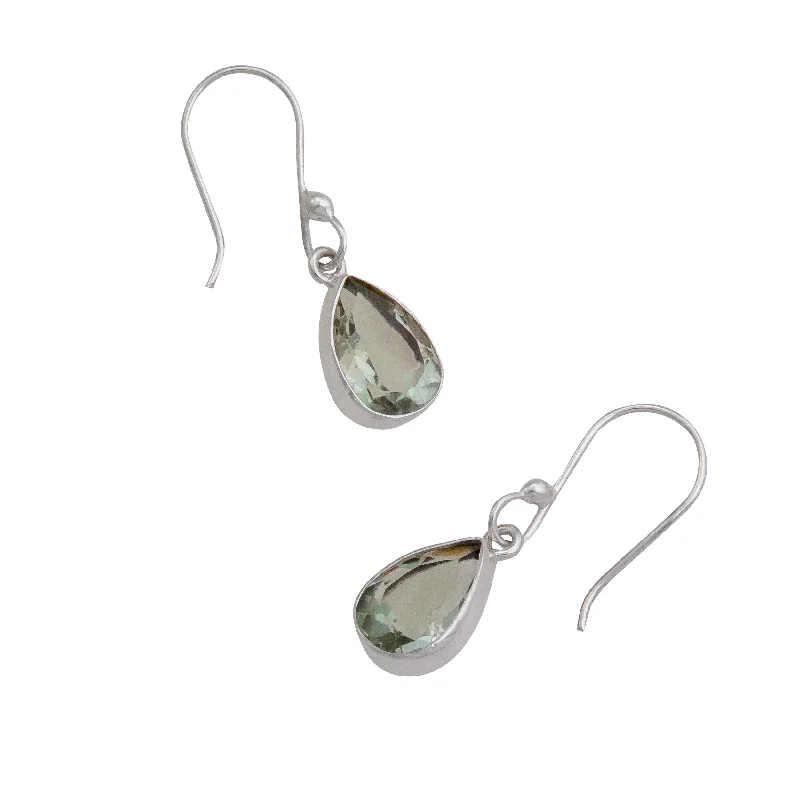 Sterling Silver Green Amethyst Drop Earrings