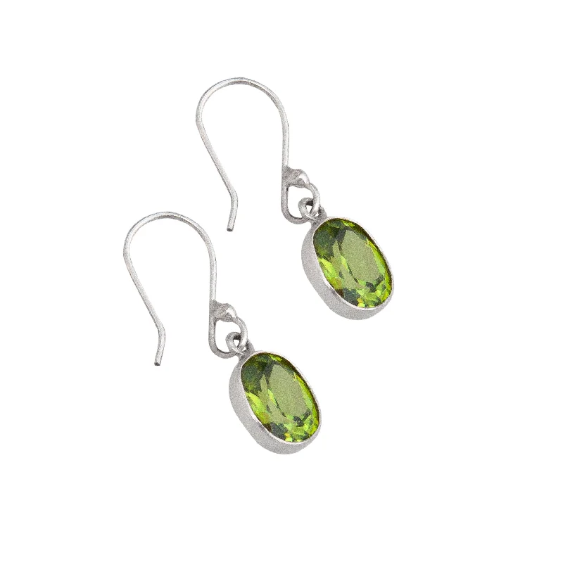 Sterling Silver Lab Created Peridot Drop Earrings