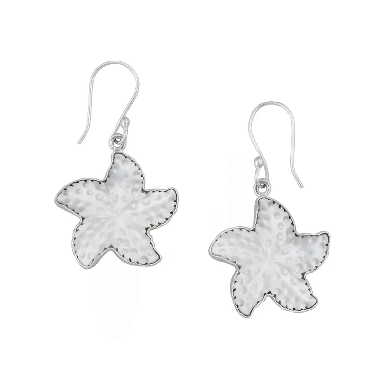 Sterling Silver Mother of Pearl Starfish Drop Earrings