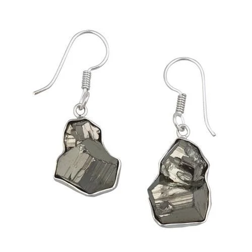 Sterling Silver Pyrite Drop Earrings