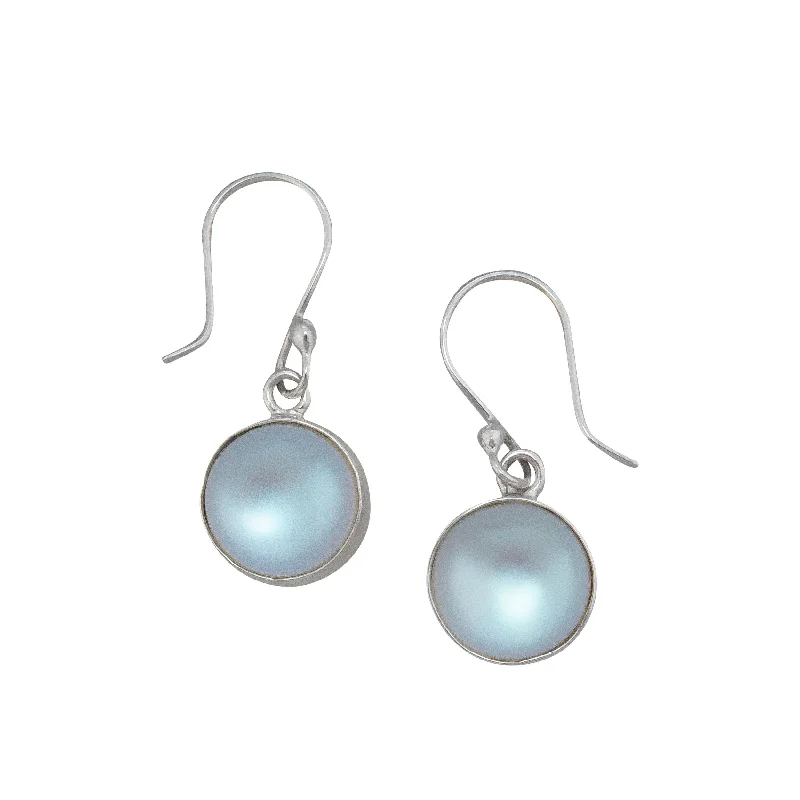 Sterling Silver Round Luminite Drop Earrings