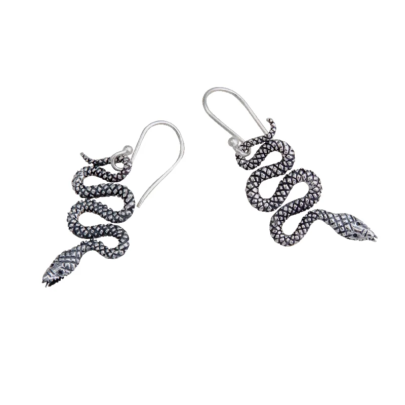 Sterling Silver Snake Drop Earrings