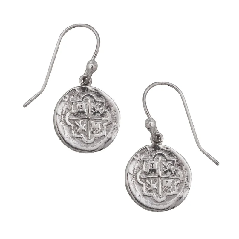 Sterling Silver Replica Spanish Coin Drop Earrings