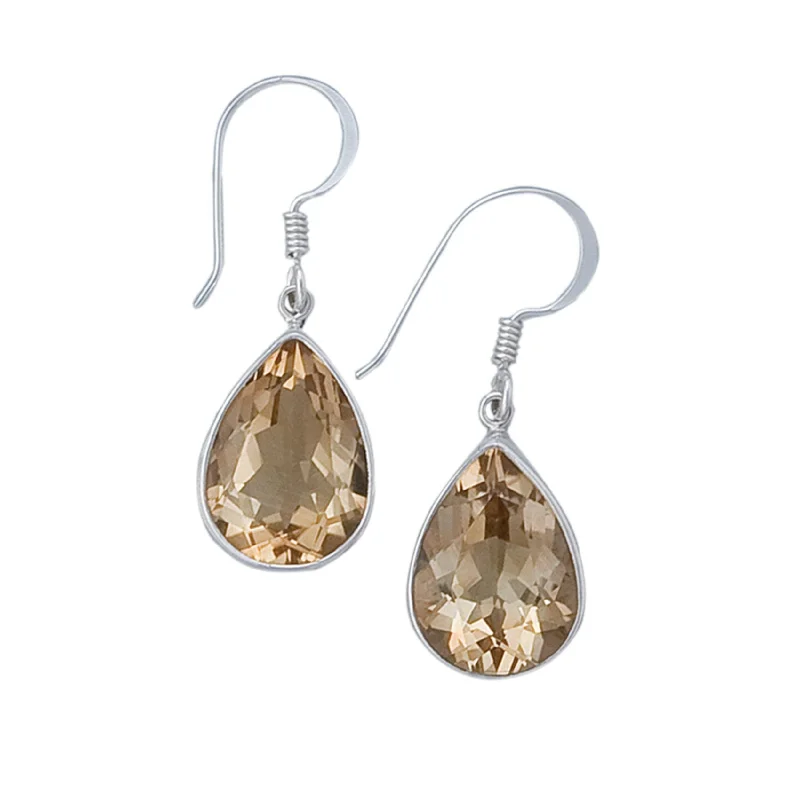 Sterling Silver Teardrop Citrine Drop Earrings