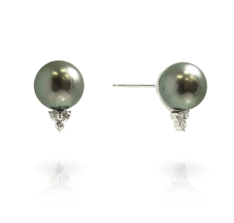 Tahitian Pearl and Diamond Earrings