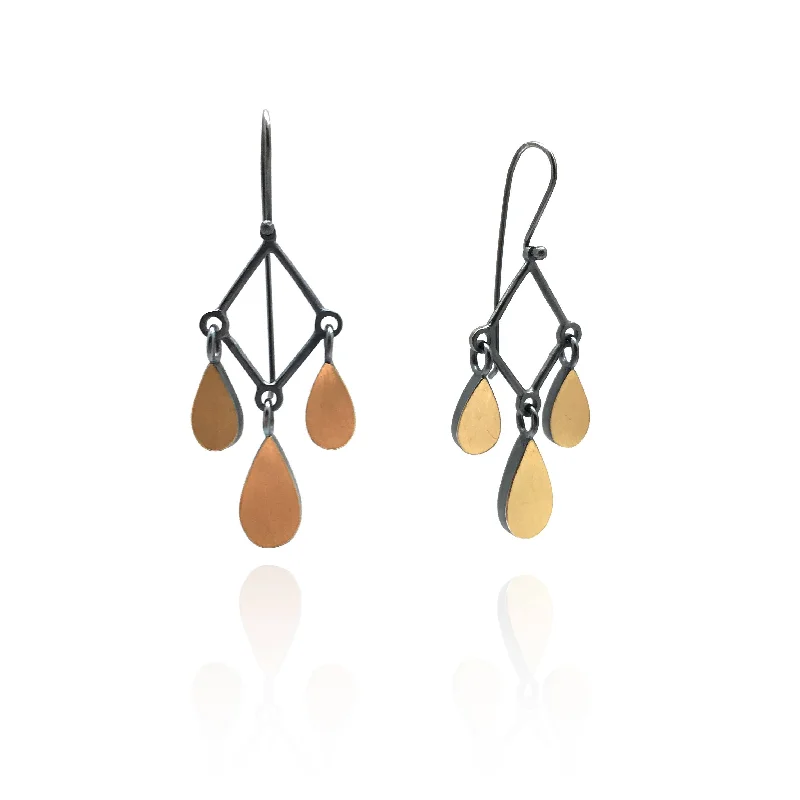 Triple Diam Teardrop Earrings