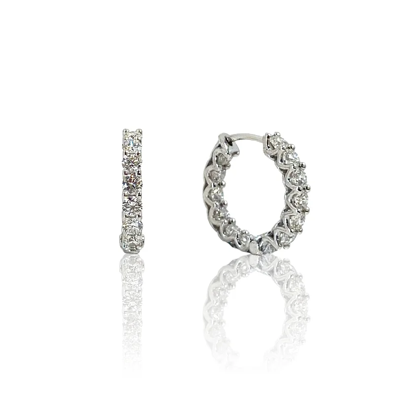 White Gold and Diamond Hoop Earrings