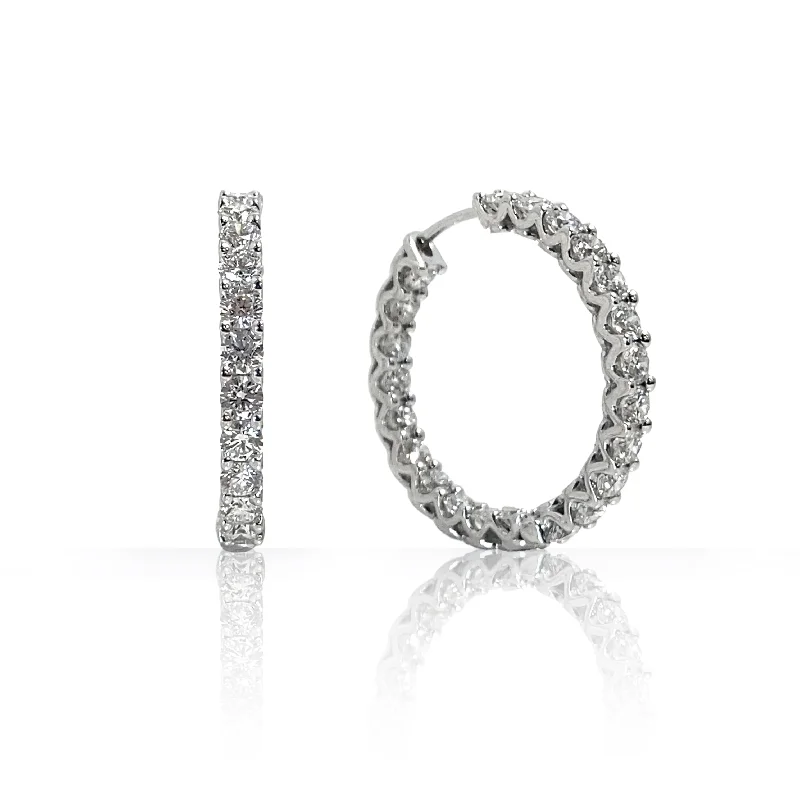 White Gold and Diamond Hoop Earrings